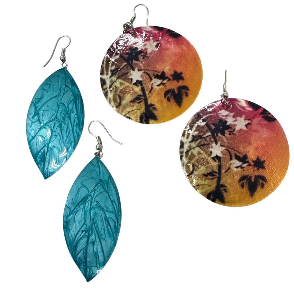 Art Glass Colorful Pierced Earrings Womens Artsy